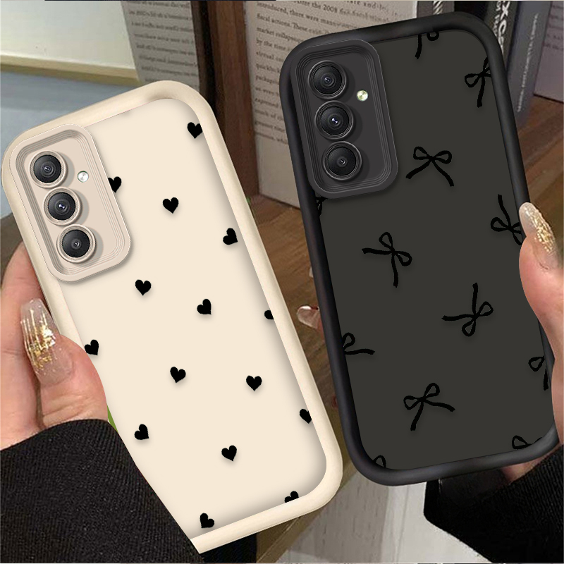 Phone Cases For Samsung - ブラックラブハートボウノットケース Samsung Galaxy A20 A30 A54