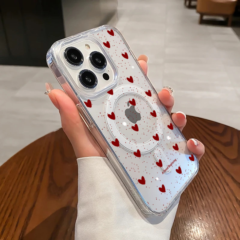 INSレッドラブハートセクシー透明シリコンケース iPhon - Phone Cases Red のレビューと価格