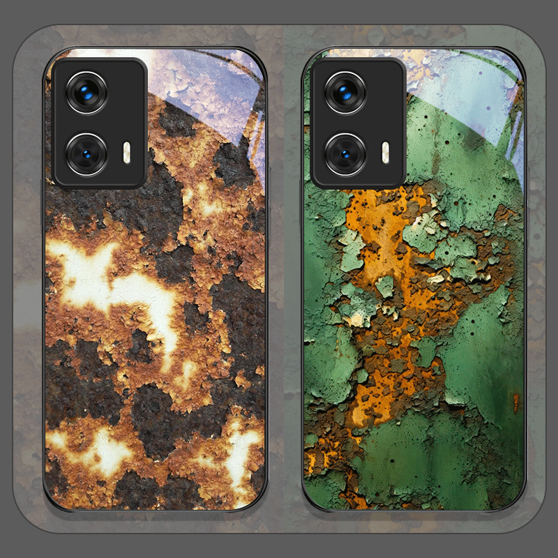 クリエイティブな錆びた金属表面パターン強化ガラス製携帯電話ケ - Phone Cases For Motorola のレビューと価格