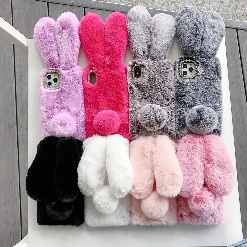 Realme-ぬいぐるみのウサギの毛皮の電話ケース,12 p - Realme Note 50 のレビューと価格