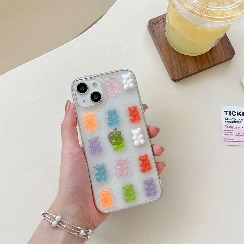 かわいい3Dカラフルなくまのドロップグルー付きiPhone  - Phone Cases Xr Cute のレビューと価格