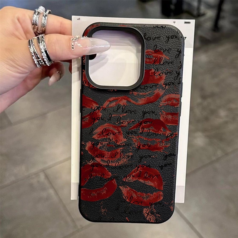 鮮やかな赤い唇柄レザー風スマホケース iPhone 17 P - Phone Cases Red のレビューと価格